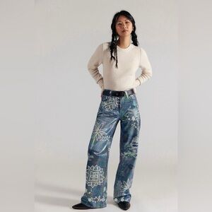 NWT FREE PEOPLE WE THE FREE TINSLEY PRINTED HIGH RISE ILLUSION JEANS 🔥🔥